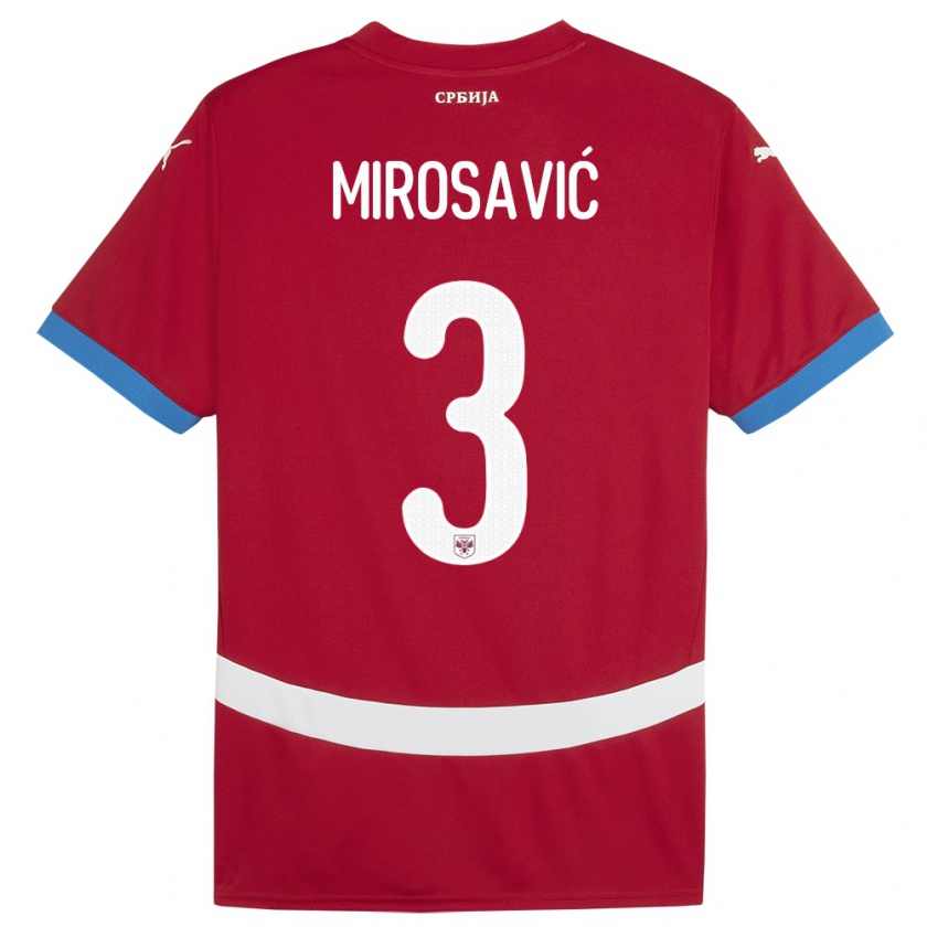 Kandiny Heren Servië Veljko Mirosavic #3 Rood Thuisshirt Thuistenue 24-26 T-Shirt