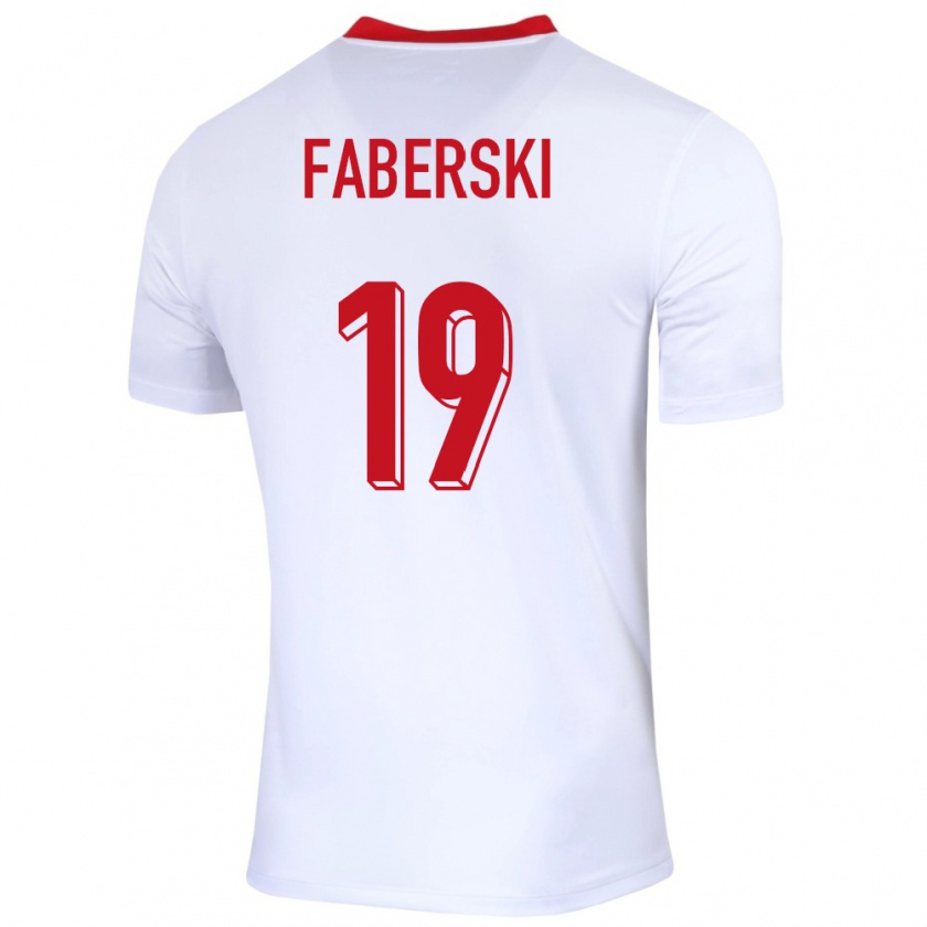 Kandiny Uomo Maglia Polonia Jan Faberski #19 Bianco Kit Gara Home 24-26 Maglietta