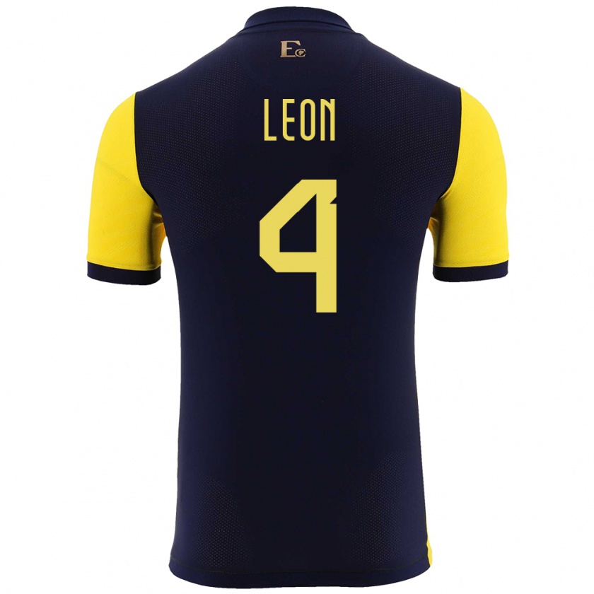 Kandiny Heren Ecuador Fernando Leon #4 Geel Thuisshirt Thuistenue 24-26 T-Shirt België