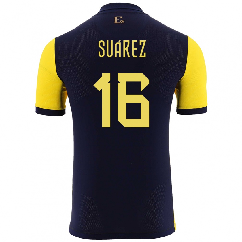 Kandiny Heren Ecuador Ariel Suarez #16 Geel Thuisshirt Thuistenue 24-26 T-Shirt België