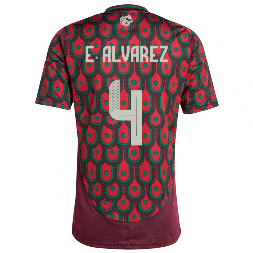 Kandiny Heren Mexico Edson Alvarez #4 Kastanjebruin Thuisshirt Thuistenue 24-26 T-Shirt België