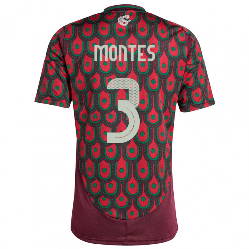 Kandiny Uomo Maglia Messico Cesar Montes #3 Marrone Kit Gara Home 24-26 Maglietta