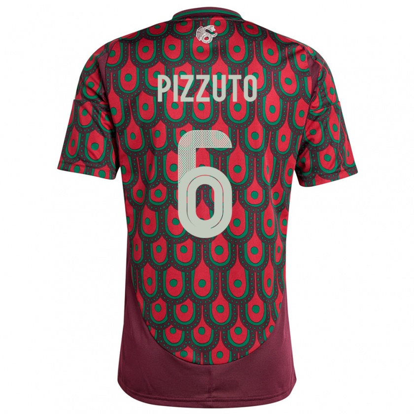 Kandiny Heren Mexico Eugenio Pizzuto #6 Kastanjebruin Thuisshirt Thuistenue 24-26 T-Shirt België