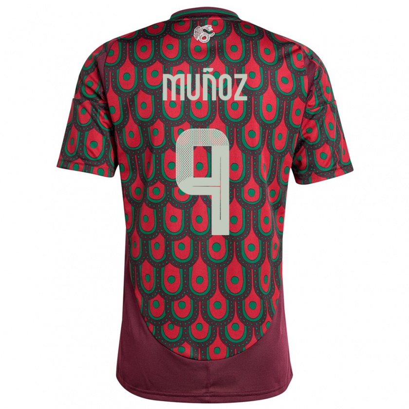 Kandiny Heren Mexico Santiago Munoz #9 Kastanjebruin Thuisshirt Thuistenue 24-26 T-Shirt België