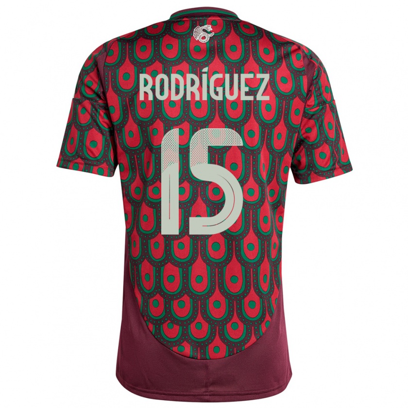 Kandiny Heren Mexico Jorge Rodriguez #15 Kastanjebruin Thuisshirt Thuistenue 24-26 T-Shirt