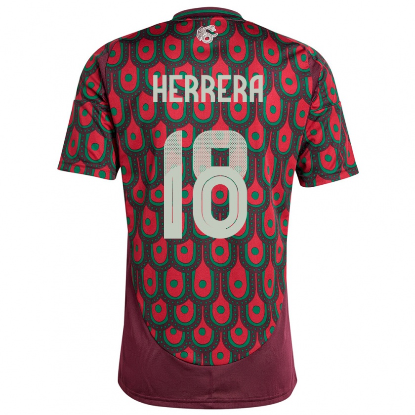 Kandiny Herren Mexiko Ozziel Herrera #18 Kastanienbraun Heimtrikot Trikot 24-26 T-Shirt Österreich