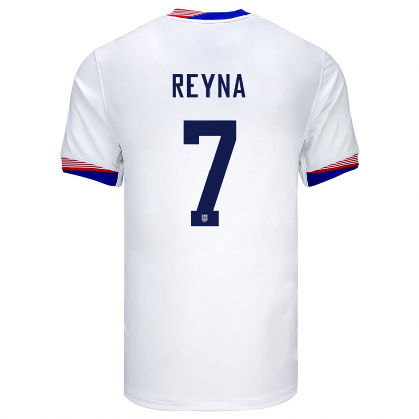 Kandiny Uomo Maglia Stati Uniti Giovanni Reyna #7 Bianco Kit Gara Home 24-26 Maglietta