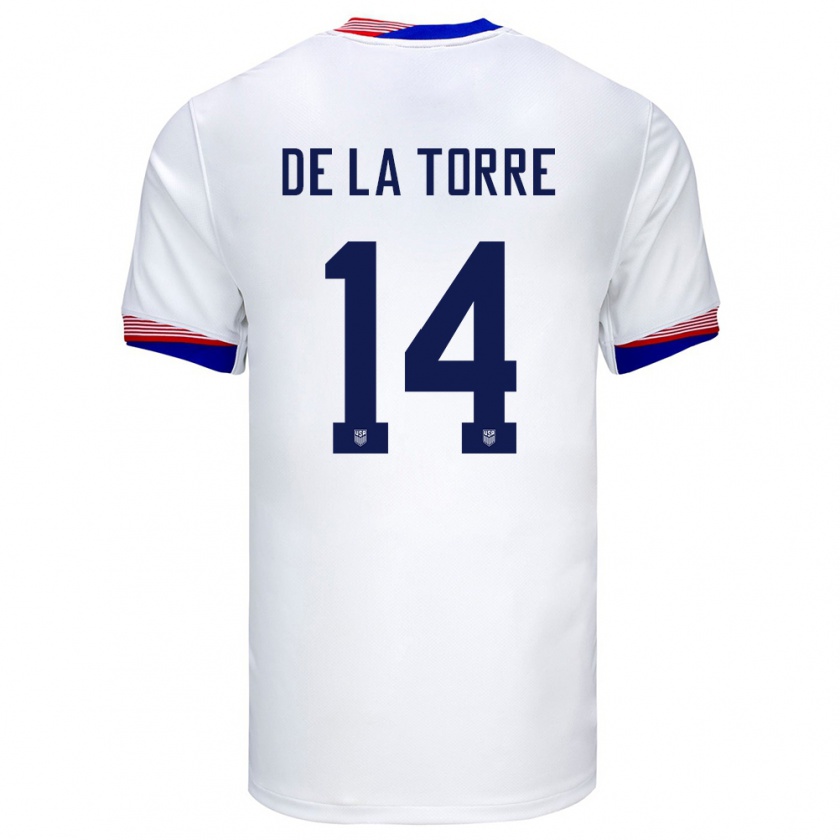 Kandiny Heren Verenigde Staten Luca De La Torre #14 Wit Thuisshirt Thuistenue 24-26 T-Shirt