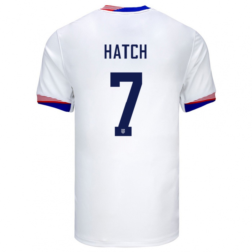 Kandiny Uomo Maglia Stati Uniti Ashley Hatch #7 Bianco Kit Gara Home 24-26 Maglietta