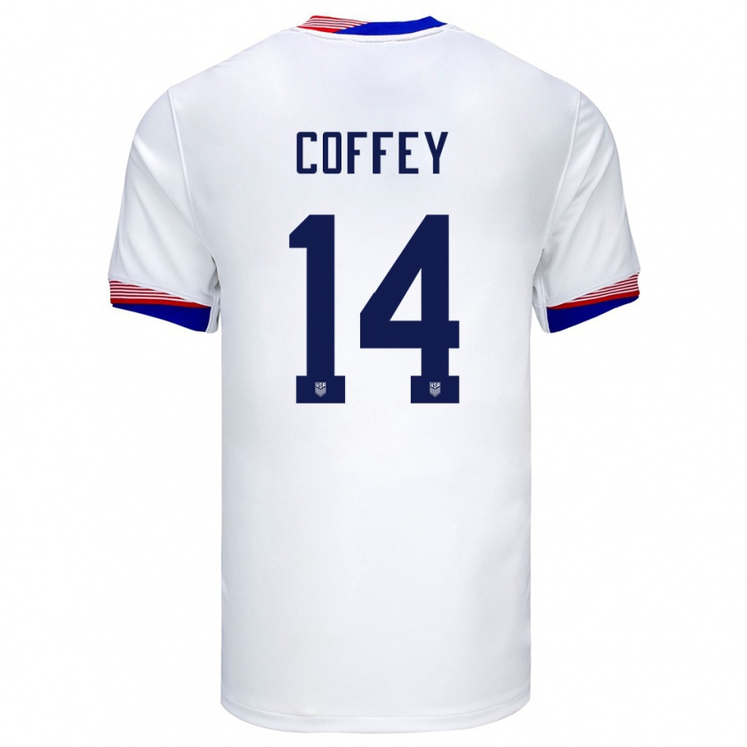 Kandiny Heren Verenigde Staten Sam Coffey #14 Wit Thuisshirt Thuistenue 24-26 T-Shirt België