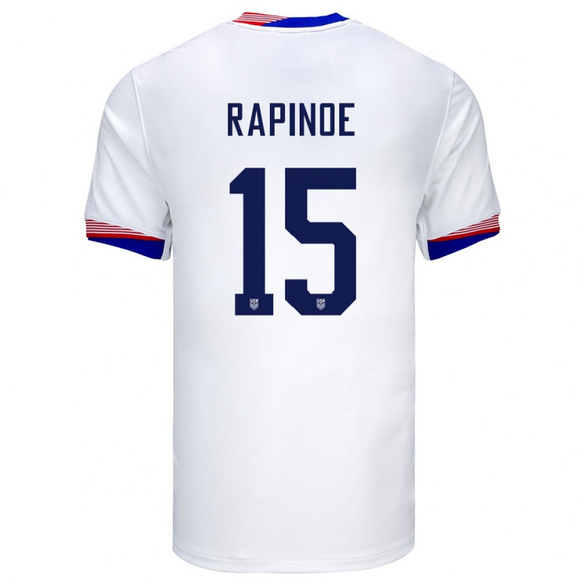 Kandiny Heren Verenigde Staten Megan Rapinoe #15 Wit Thuisshirt Thuistenue 24-26 T-Shirt België