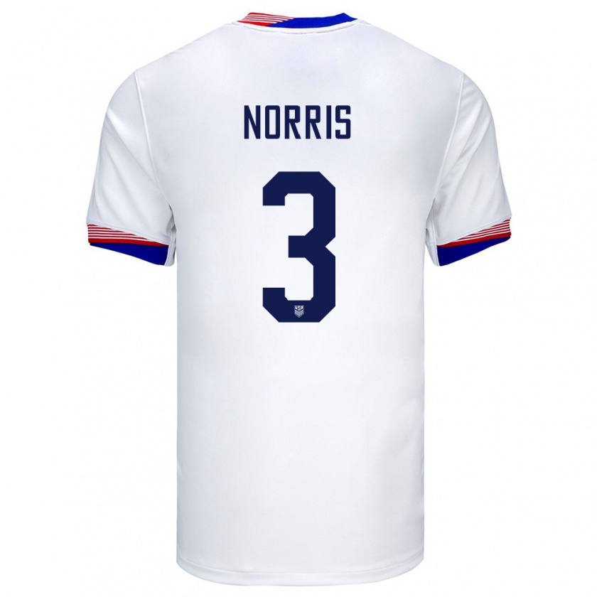 Kandiny Heren Verenigde Staten Nolan Norris #3 Wit Thuisshirt Thuistenue 24-26 T-Shirt België