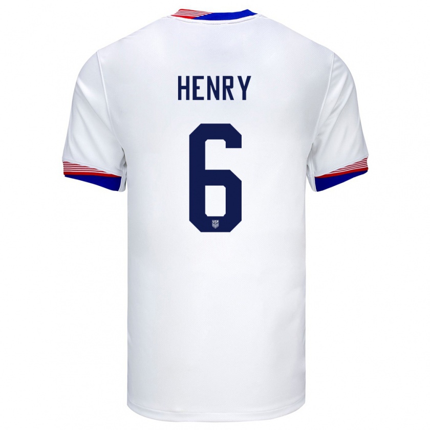 Kandiny Herren Vereinigte Staaten Kobi Henry #6 Weiß Heimtrikot Trikot 24-26 T-Shirt Österreich