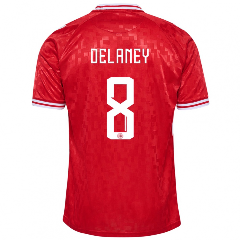 Kandiny Herren Dänemark Thomas Delaney #8 Rot Heimtrikot Trikot 24-26 T-Shirt Österreich