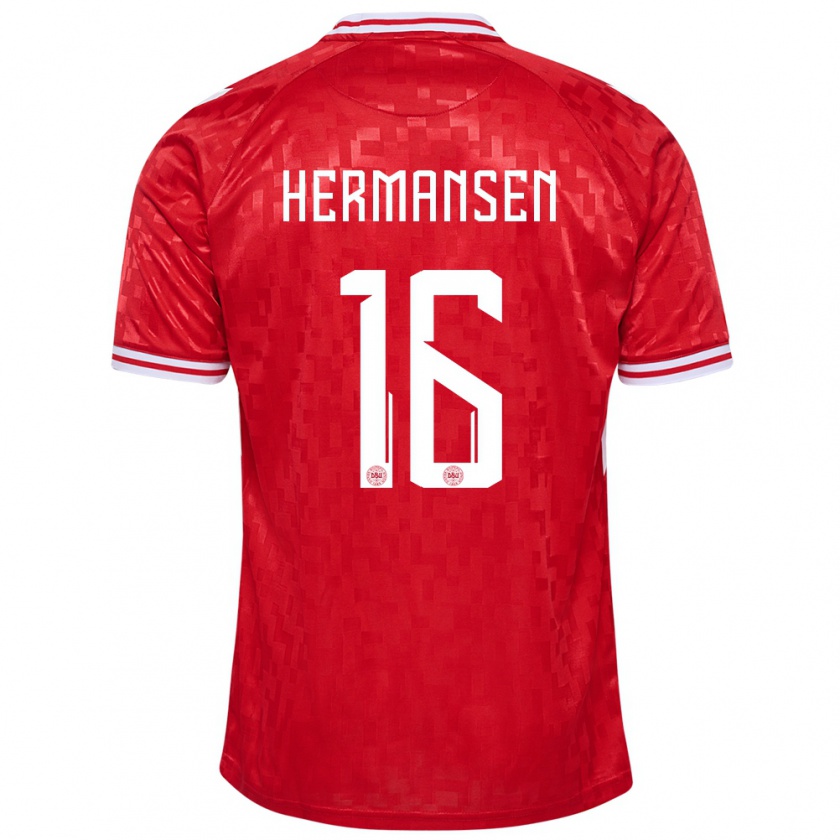 Kandiny Herren Dänemark Mads Hermansen #16 Rot Heimtrikot Trikot 24-26 T-Shirt Österreich