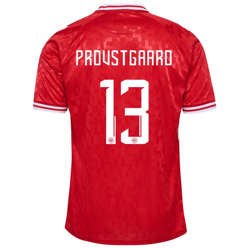 Kandiny Herren Dänemark Oliver Provstgaard #13 Rot Heimtrikot Trikot 24-26 T-Shirt Österreich