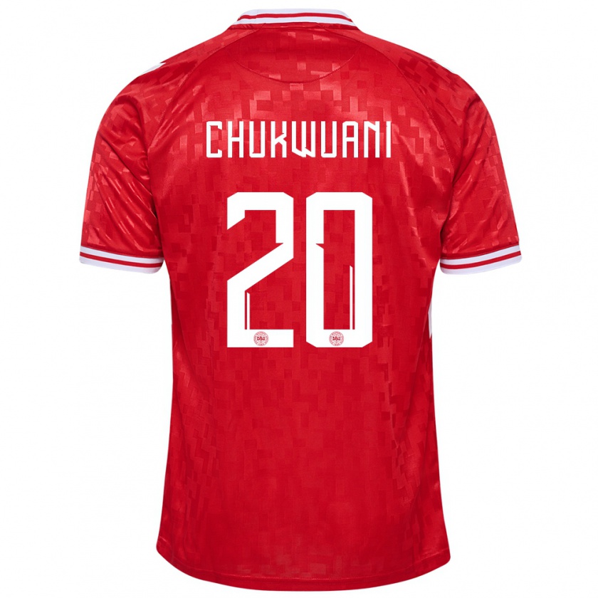 Kandiny Heren Denemarken Tochi Chukwuani #20 Rood Thuisshirt Thuistenue 24-26 T-Shirt