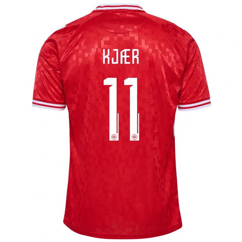 Kandiny Uomo Maglia Danimarca Jeppe Kjær #11 Rosso Kit Gara Home 24-26 Maglietta