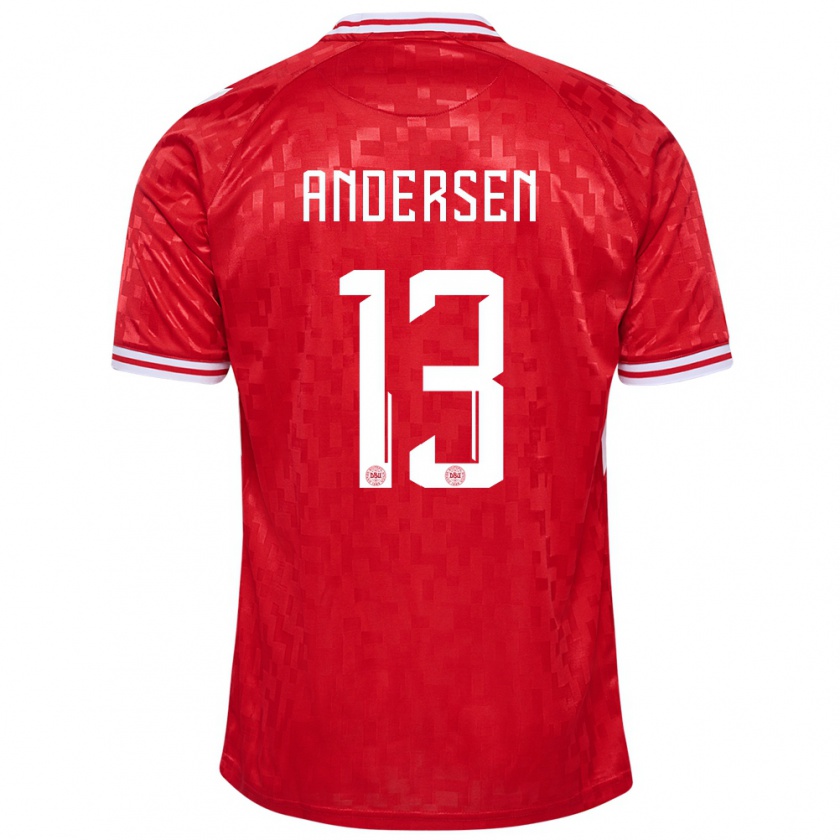 Kandiny Heren Denemarken Frej Andersen #13 Rood Thuisshirt Thuistenue 24-26 T-Shirt