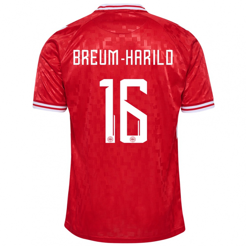 Kandiny Herren Dänemark Tobias Breum-Harild #16 Rot Heimtrikot Trikot 24-26 T-Shirt Österreich