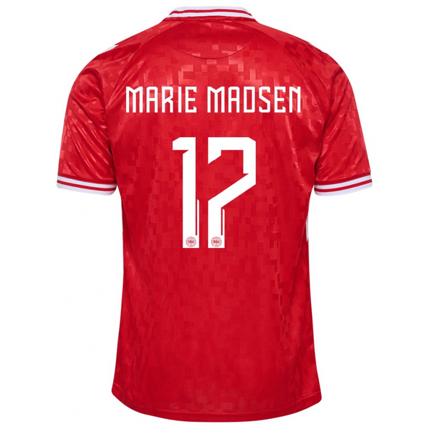 Kandiny Uomo Maglia Danimarca Rikke Marie Madsen #17 Rosso Kit Gara Home 24-26 Maglietta