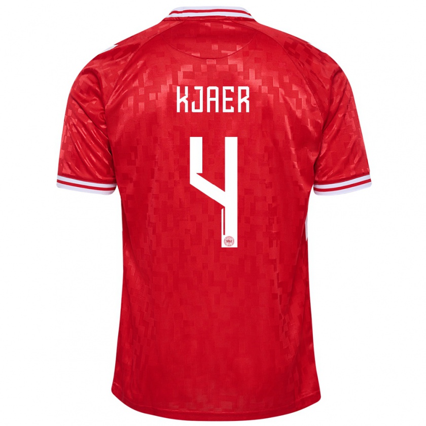 Kandiny Heren Denemarken Simon Kjaer #4 Rood Thuisshirt Thuistenue 24-26 T-Shirt