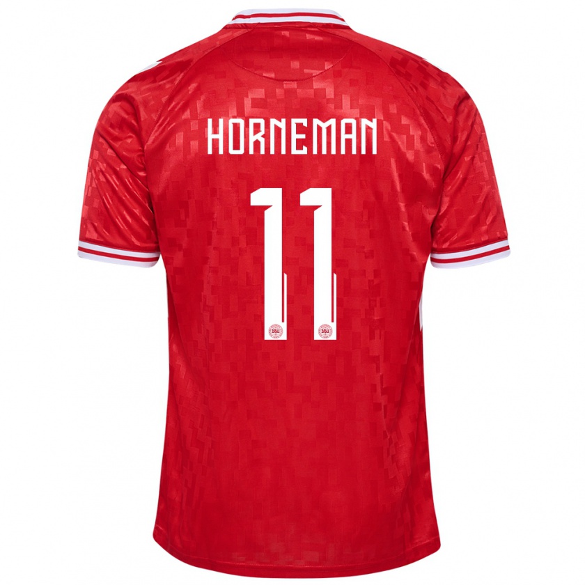 Kandiny Herren Dänemark Charly Horneman #11 Rot Heimtrikot Trikot 24-26 T-Shirt Österreich