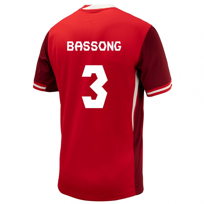 Kandiny Uomo Maglia Canada Zorhan Bassong #3 Rosso Kit Gara Home 24-26 Maglietta