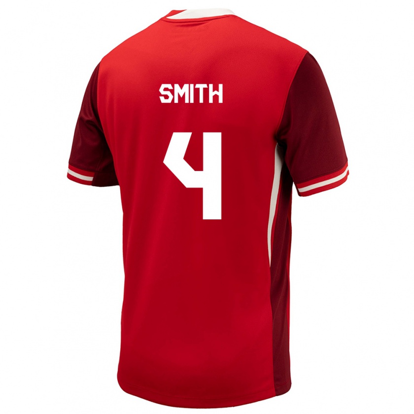 Kandiny Uomo Maglia Canada Justin Smith #4 Rosso Kit Gara Home 24-26 Maglietta