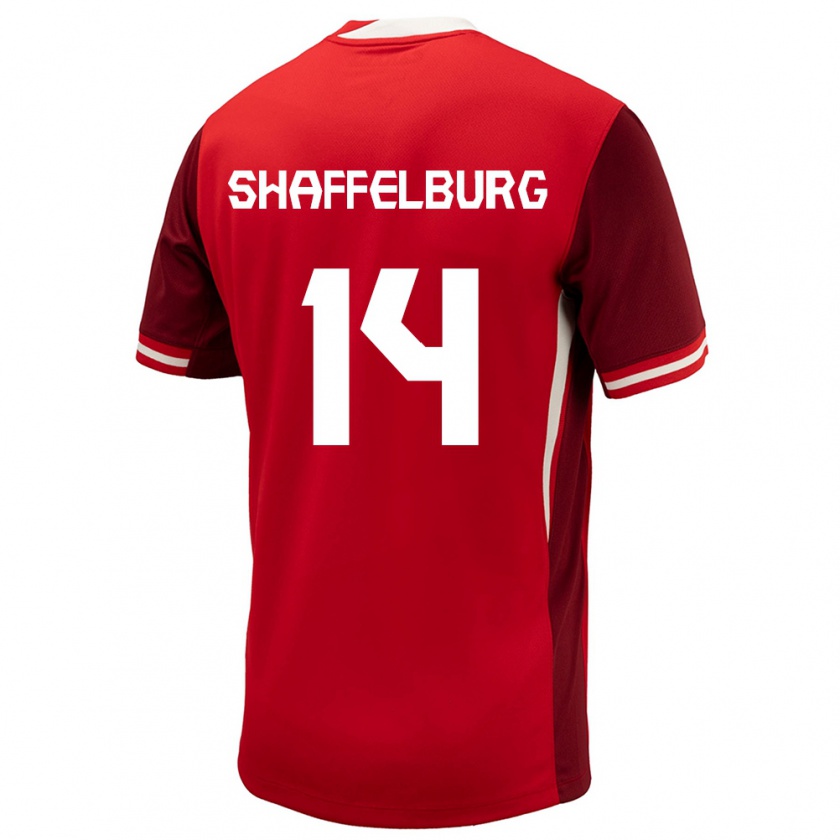 Kandiny Hombre Camiseta Canadá Jacob Shaffelburg #14 Rojo 1ª Equipación 24-26 La Camisa