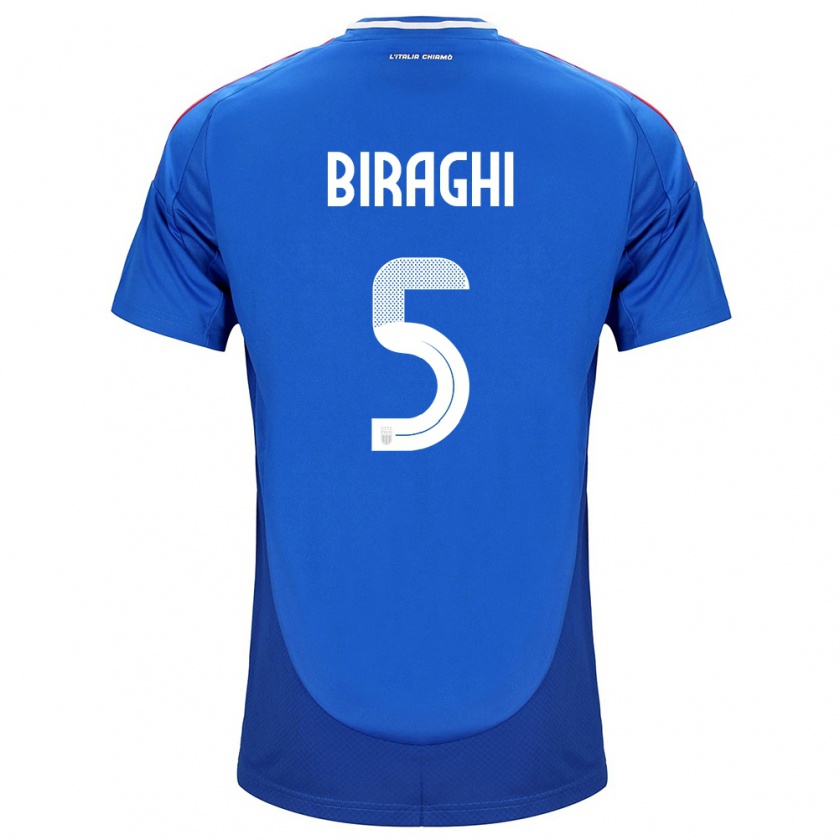 Kandiny Heren Italië Cristiano Biraghi #5 Blauw Thuisshirt Thuistenue 24-26 T-Shirt België