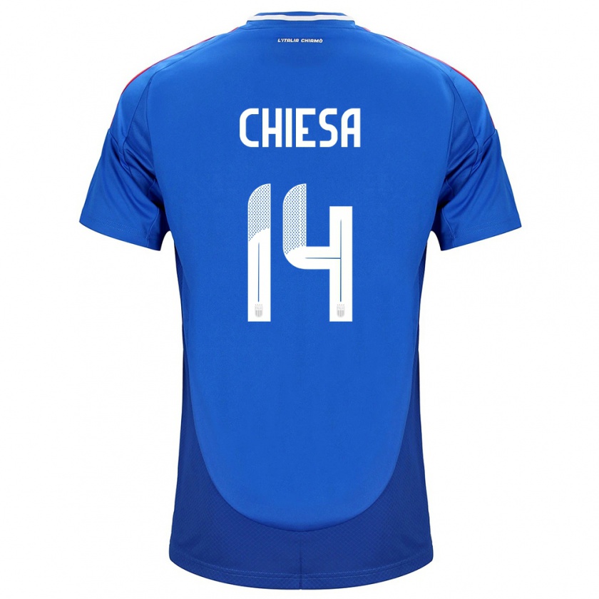 Kandiny Herren Italien Federico Chiesa #14 Blau Heimtrikot Trikot 24-26 T-Shirt Österreich