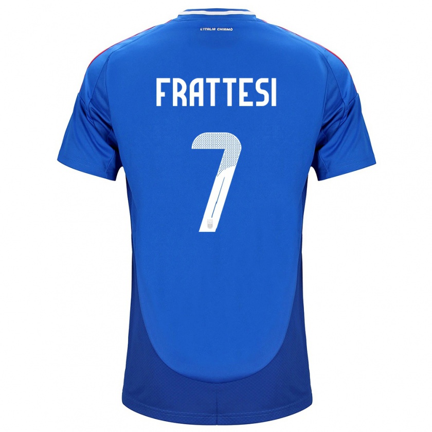 Kandiny Heren Italië Davide Frattesi #7 Blauw Thuisshirt Thuistenue 24-26 T-Shirt België