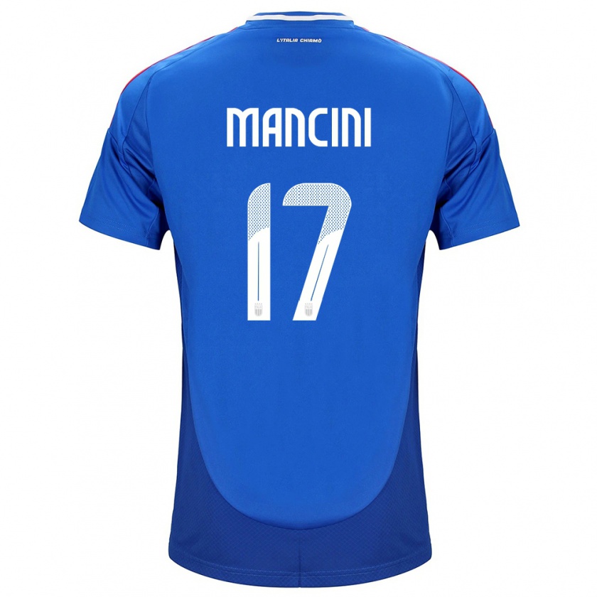 Kandiny Heren Italië Gianluca Mancini #17 Blauw Thuisshirt Thuistenue 24-26 T-Shirt België