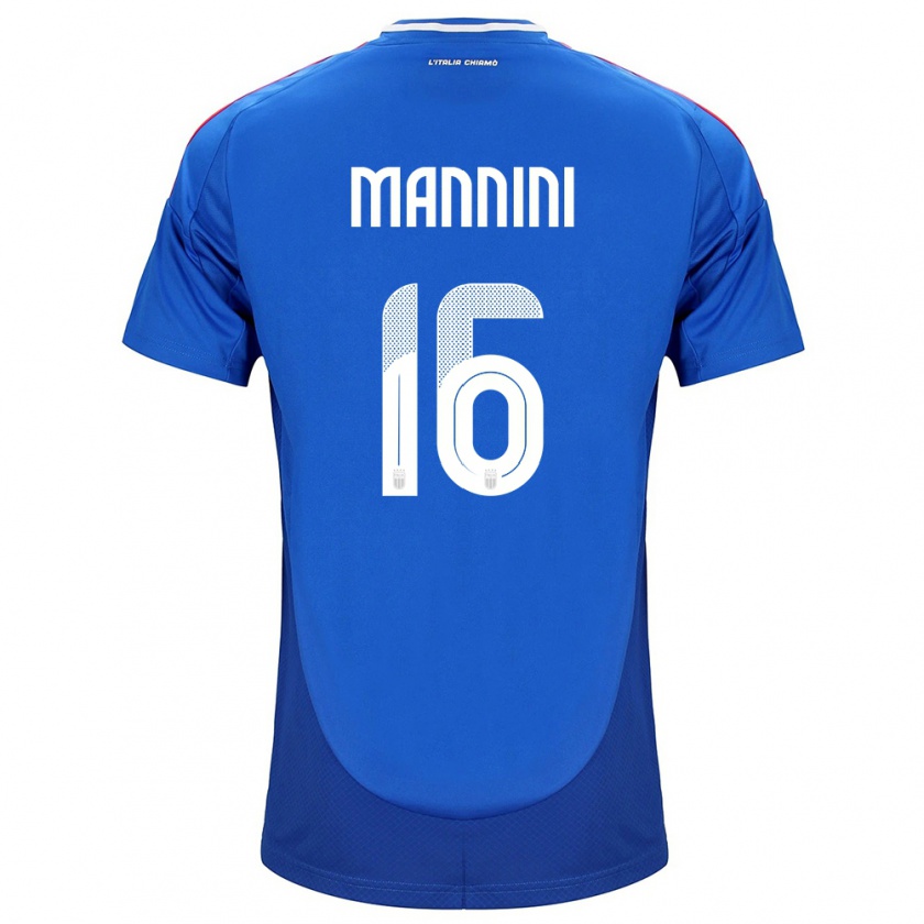 Kandiny Uomo Maglia Italia Mattia Mannini #16 Blu Kit Gara Home 24-26 Maglietta