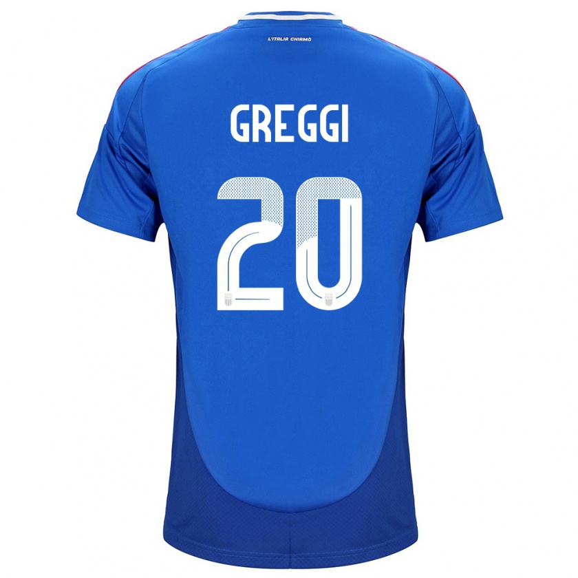 Kandiny Uomo Maglia Italia Giada Greggi #20 Blu Kit Gara Home 24-26 Maglietta