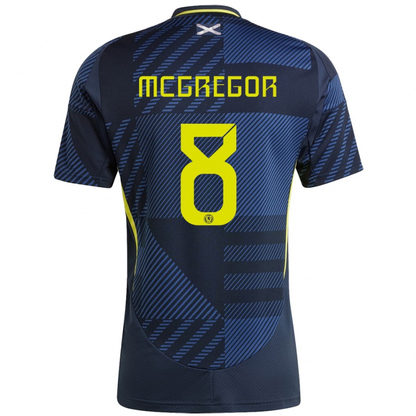 Kandiny Hombre Camiseta Escocia Callum Mcgregor #8 Azul Oscuro 1ª Equipación 24-26 La Camisa