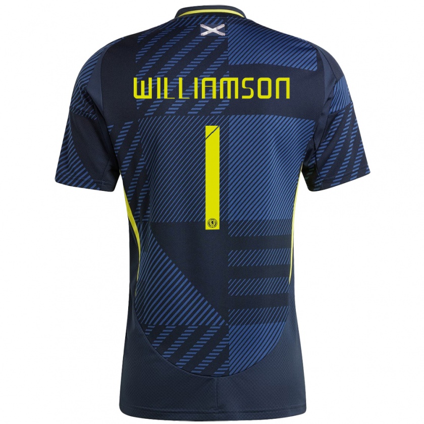 Kandiny Hombre Camiseta Escocia Woody Williamson #1 Azul Oscuro 1ª Equipación 24-26 La Camisa