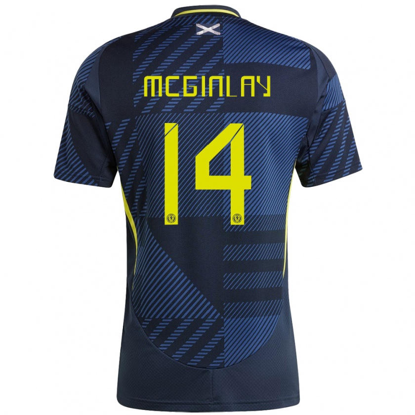 Kandiny Heren Schotland Aiden Mcginlay #14 Donkerblauw Thuisshirt Thuistenue 24-26 T-Shirt België