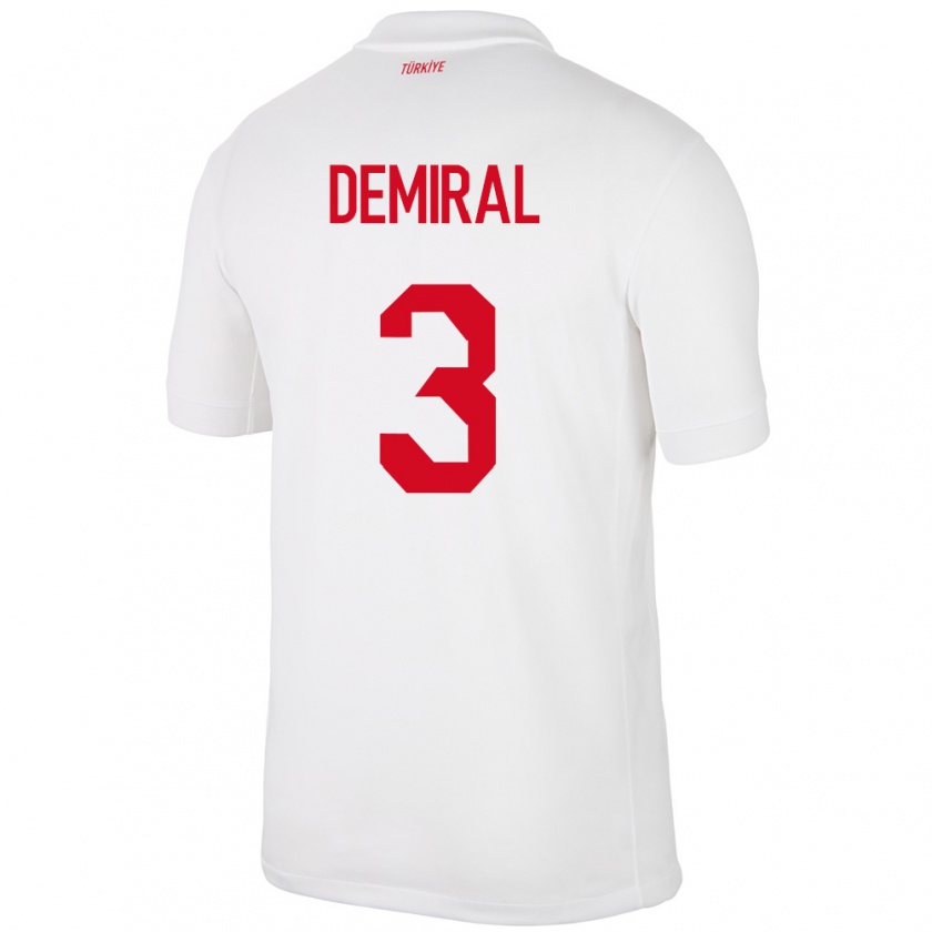 Kandiny Hombre Camiseta Turquía Merih Demiral #3 Blanco 1ª Equipación 24-26 La Camisa México