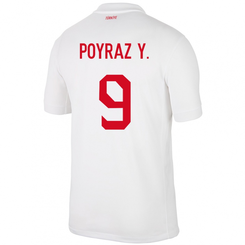 Kandiny Hombre Camiseta Turquía Poyraz Yıldırım #9 Blanco 1ª Equipación 24-26 La Camisa México