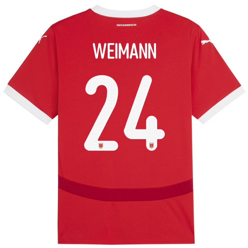 Kandiny Uomo Maglia Austria Andreas Weimann #24 Rosso Kit Gara Home 24-26 Maglietta