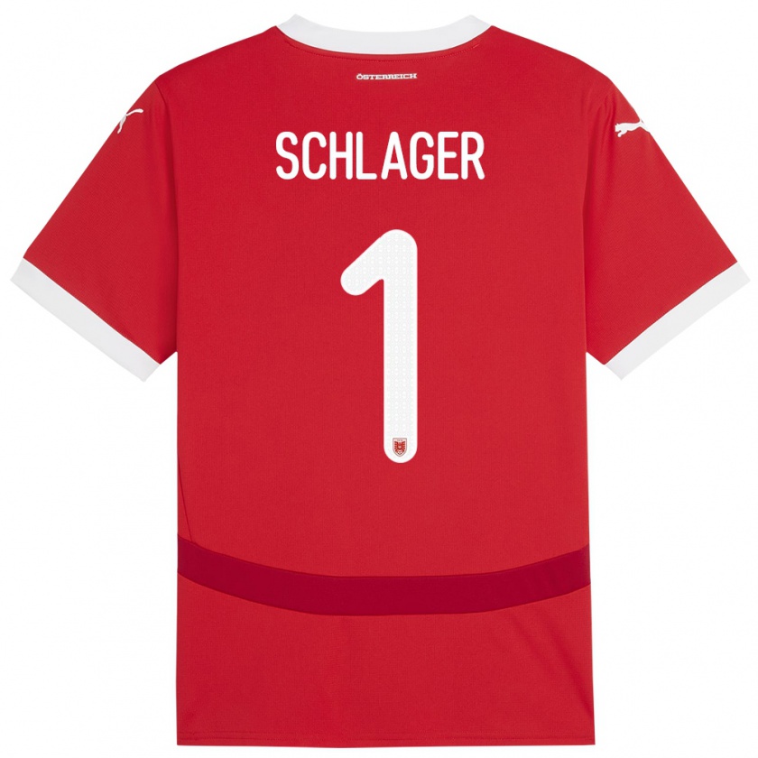 Kandiny Uomo Maglia Austria Alexander Schlager #1 Rosso Kit Gara Home 24-26 Maglietta