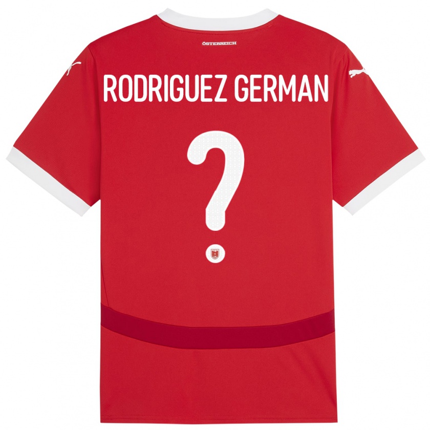 Kandiny Uomo Maglia Austria Ryan Rodriguez German #0 Rosso Kit Gara Home 24-26 Maglietta