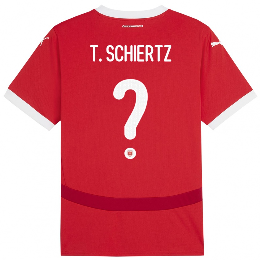 Kandiny Heren Oostenrijk Tammo Schiertz #0 Rood Thuisshirt Thuistenue 24-26 T-Shirt