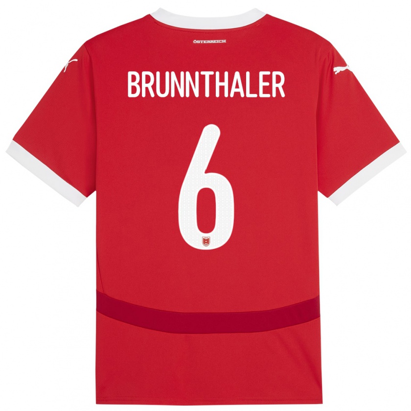 Kandiny Uomo Maglia Austria Melanie Brunnthaler #6 Rosso Kit Gara Home 24-26 Maglietta