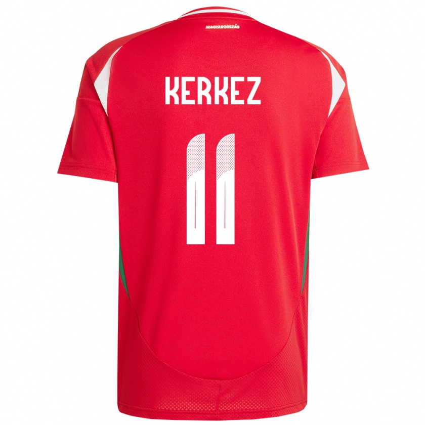 Kandiny Heren Hongarije Milos Kerkez #11 Rood Thuisshirt Thuistenue 24-26 T-Shirt