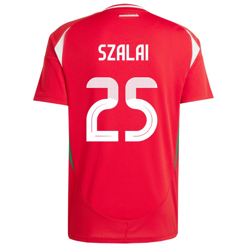 Kandiny Uomo Maglia Ungheria Gábor Szalai #25 Rosso Kit Gara Home 24-26 Maglietta