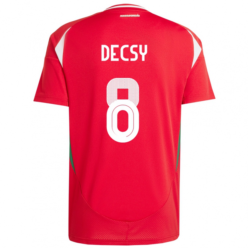 Kandiny Uomo Maglia Ungheria Ádám Décsy #8 Rosso Kit Gara Home 24-26 Maglietta