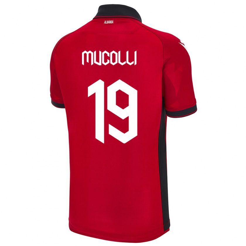 Kandiny Uomo Maglia Albania Arbnor Mucolli #19 Rosso Kit Gara Home 24-26 Maglietta